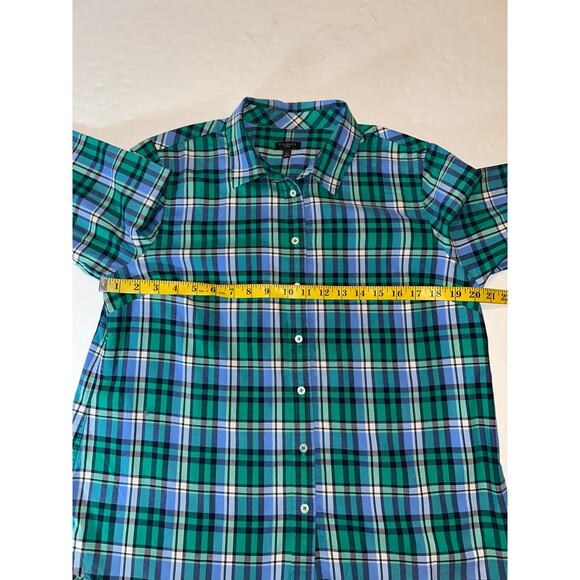 Talbots Button Up Shirt Womens Size Lp Green Plaid Work Career Tartan Blouse Top - Picture 4 of 6